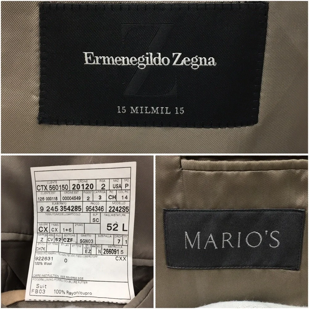 ZEGNA 15 MILMIL 15 Mens Wool Suit Jacket Blazer Sport Coat Casual Size 42L Brown